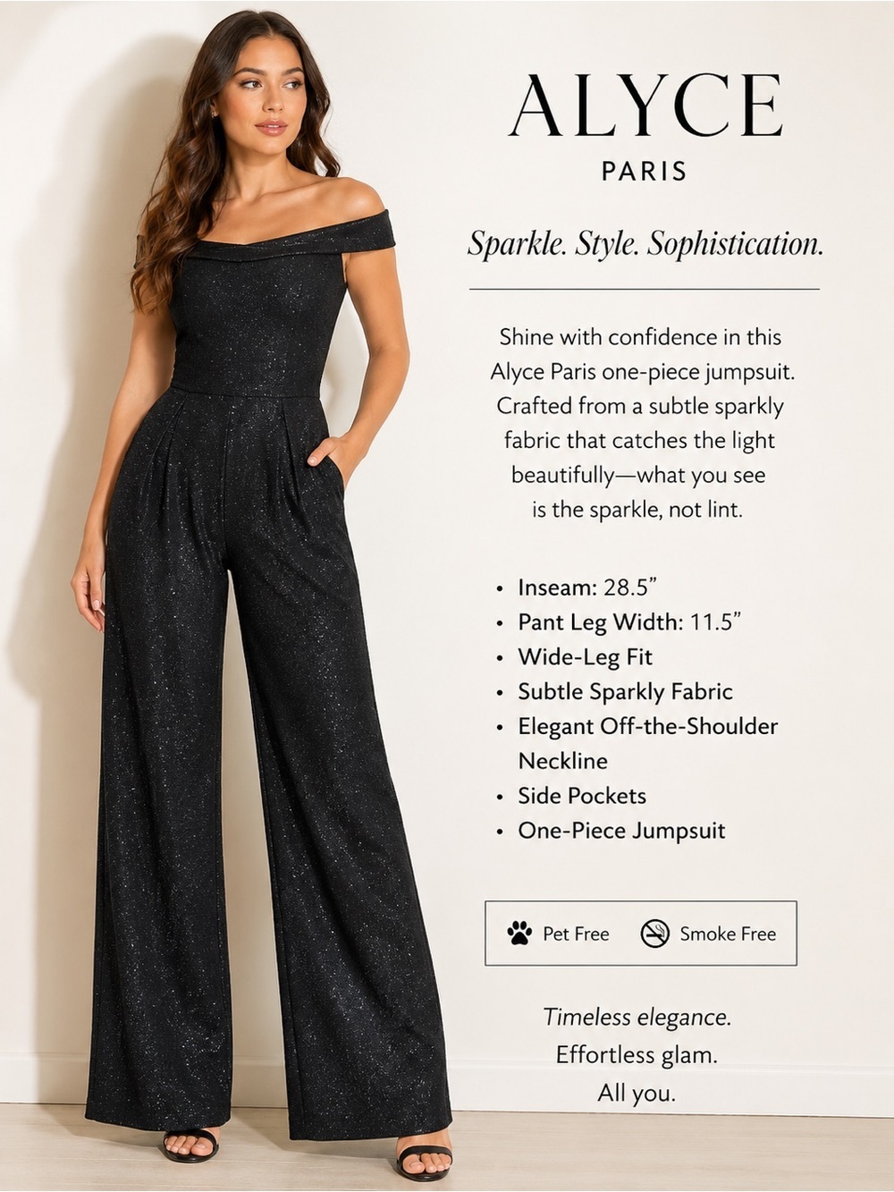 ✨ Alyce Paris Black Sparkle Wide Leg Jumpsuit ✨